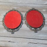 2 miroirs ovales anciens en métal