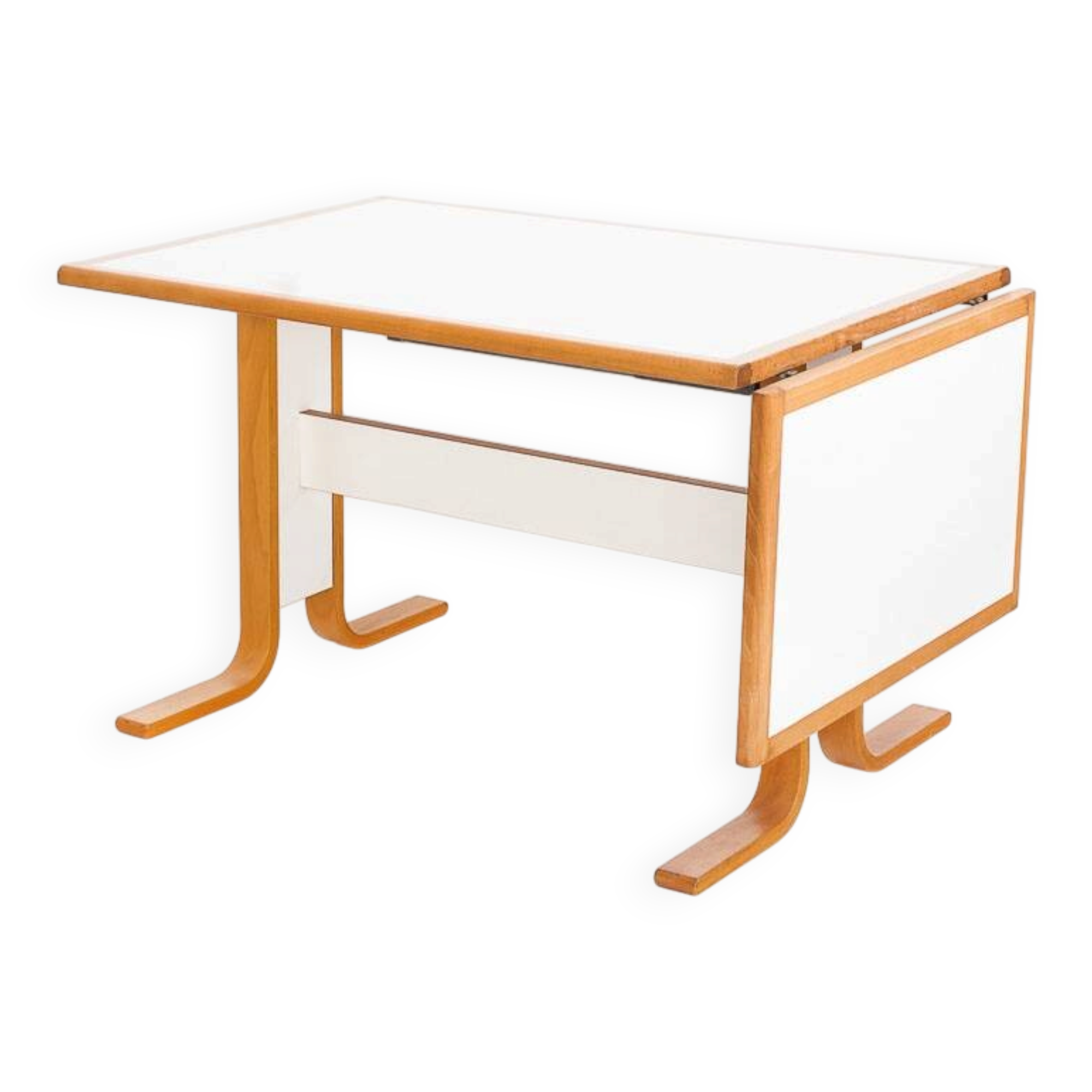 Vintage Scandinavian beech table with extension. Sweden, 1980s.