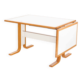 Vintage Scandinavian beech table with extension. Sweden, 1980s.
