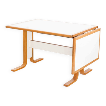 Table vintage scandinave en hêtre avec rallonge. Suède, années 1980.