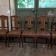 Set of 6 Louis XVI chairs in marquetry wood and caning.