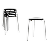 Midcentury set of 6 Dot stools in black by Arne Jacobsen for Fritz Hansen, 1964
