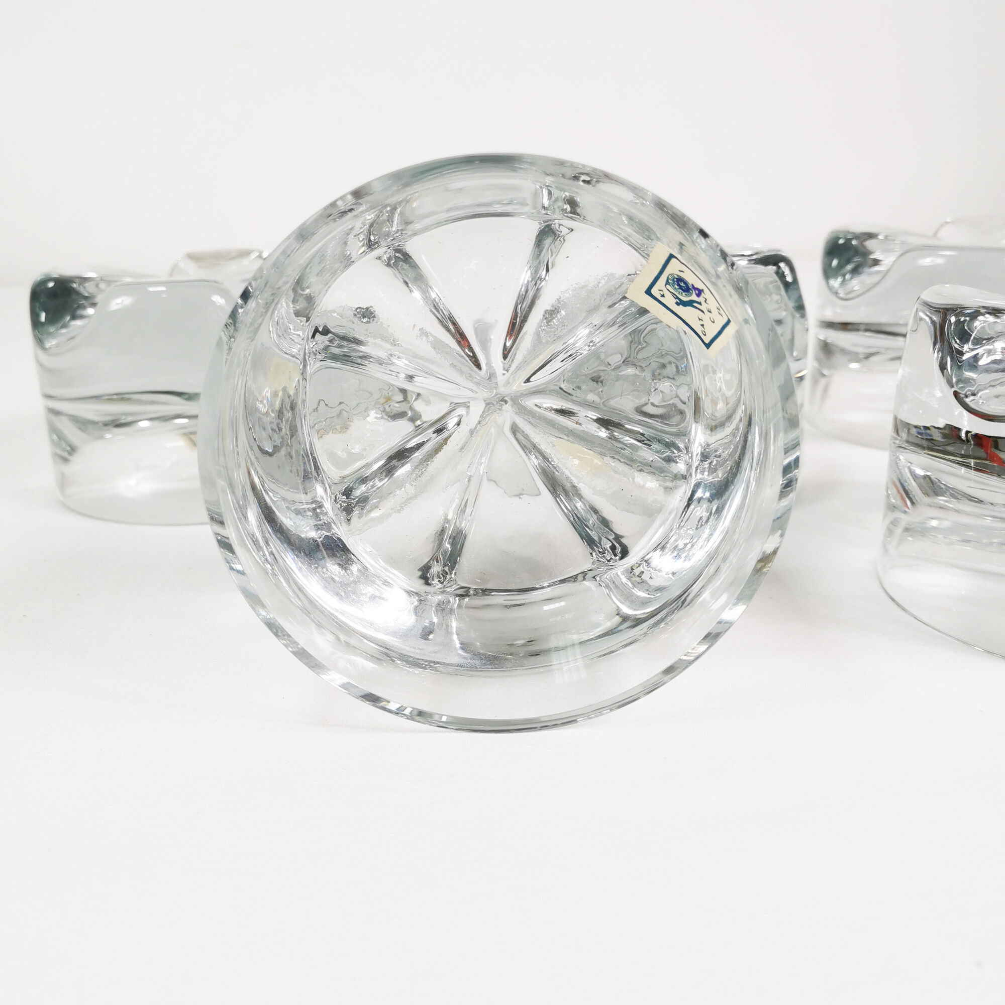 Crystal dessert salad bowls, Krosno, 1970s