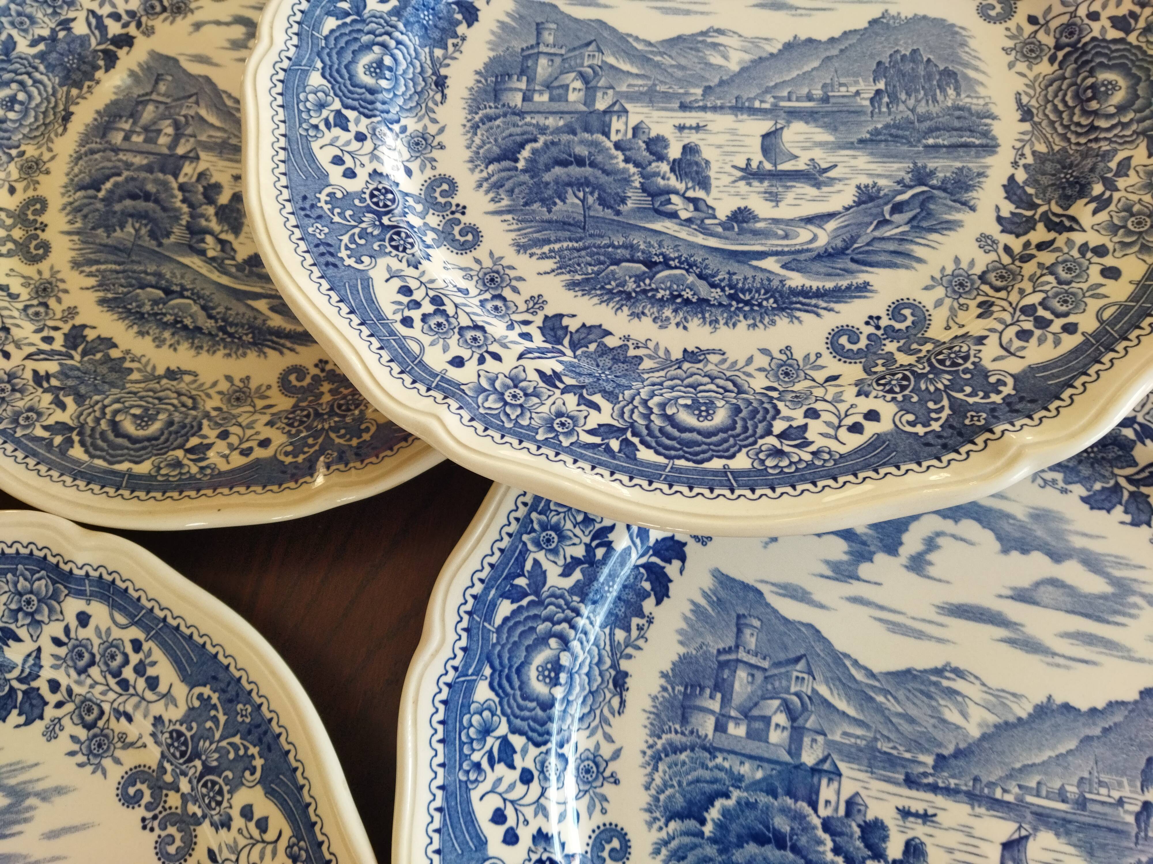6 flat plates Burgenland blue Villeroy & Boch