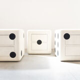 Dado cube with wheels and two drawers in beech plywood from the 1980s set of 3