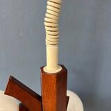 Brown mid-century Bony pendant lamp with opaline glass shades