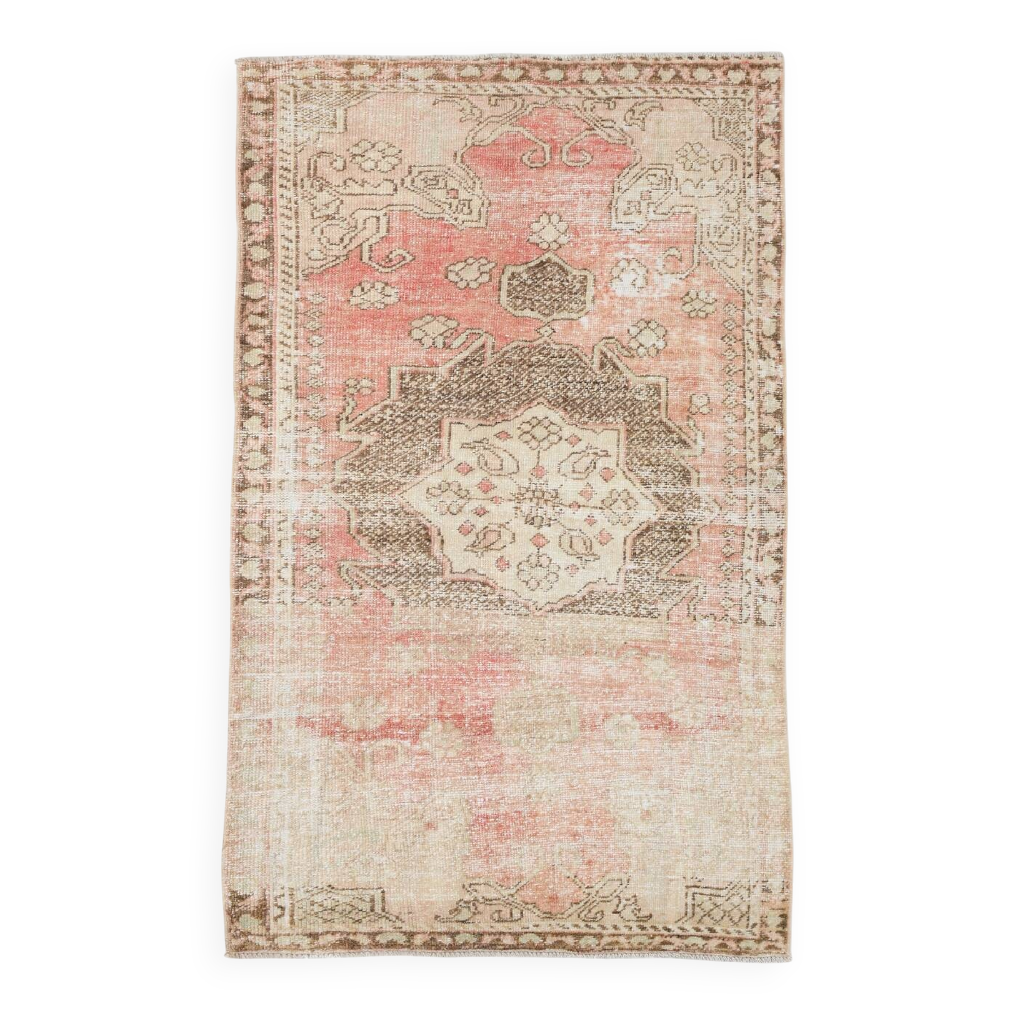 Pale Red & Brown Vintage Rug, 124x197Cm