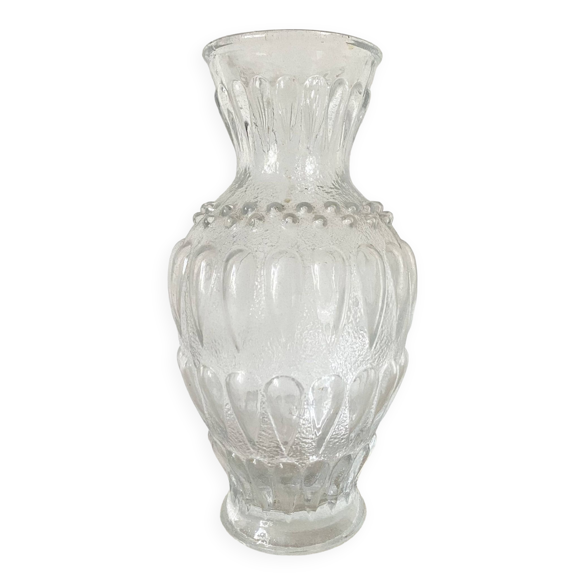 Vase haut vintage en verre moulé