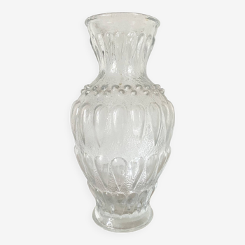 Vase haut vintage en verre moulé