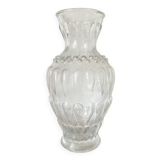 Vintage tall vase in molded glass