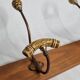 Wall coat rack, three metal and ceramic hooks in imitation of bamboo, 1900