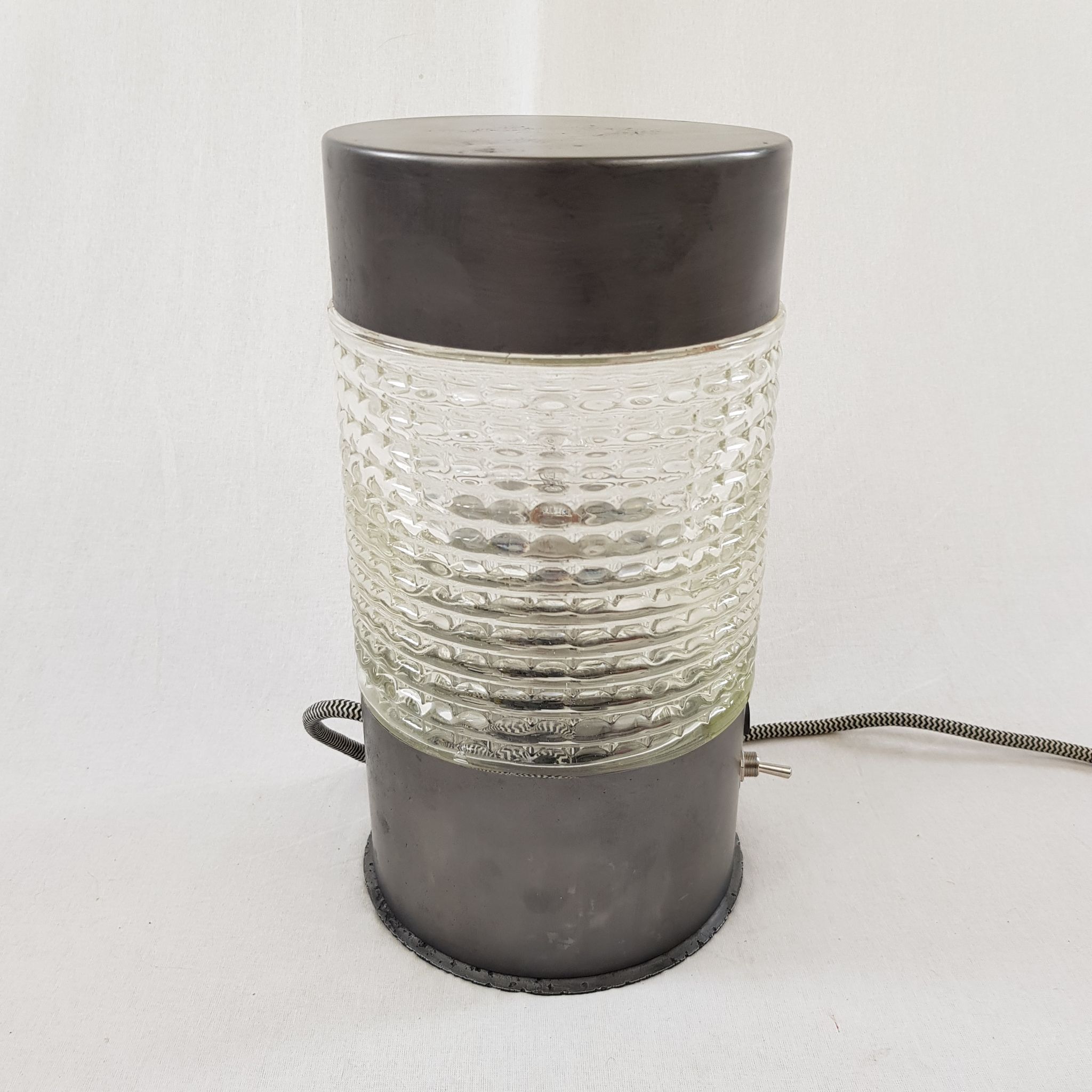 Lampe de table industriel metal graphité et verre Lita