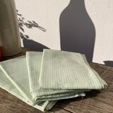 4 green rectangular napkins \u00e0 vintage tiles