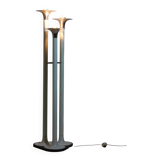 French tripod floor lamp with trumpet shades in chrome and enamel, 1960s