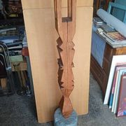 Brutalist ethnic sculpture / Totem, solid wood on base