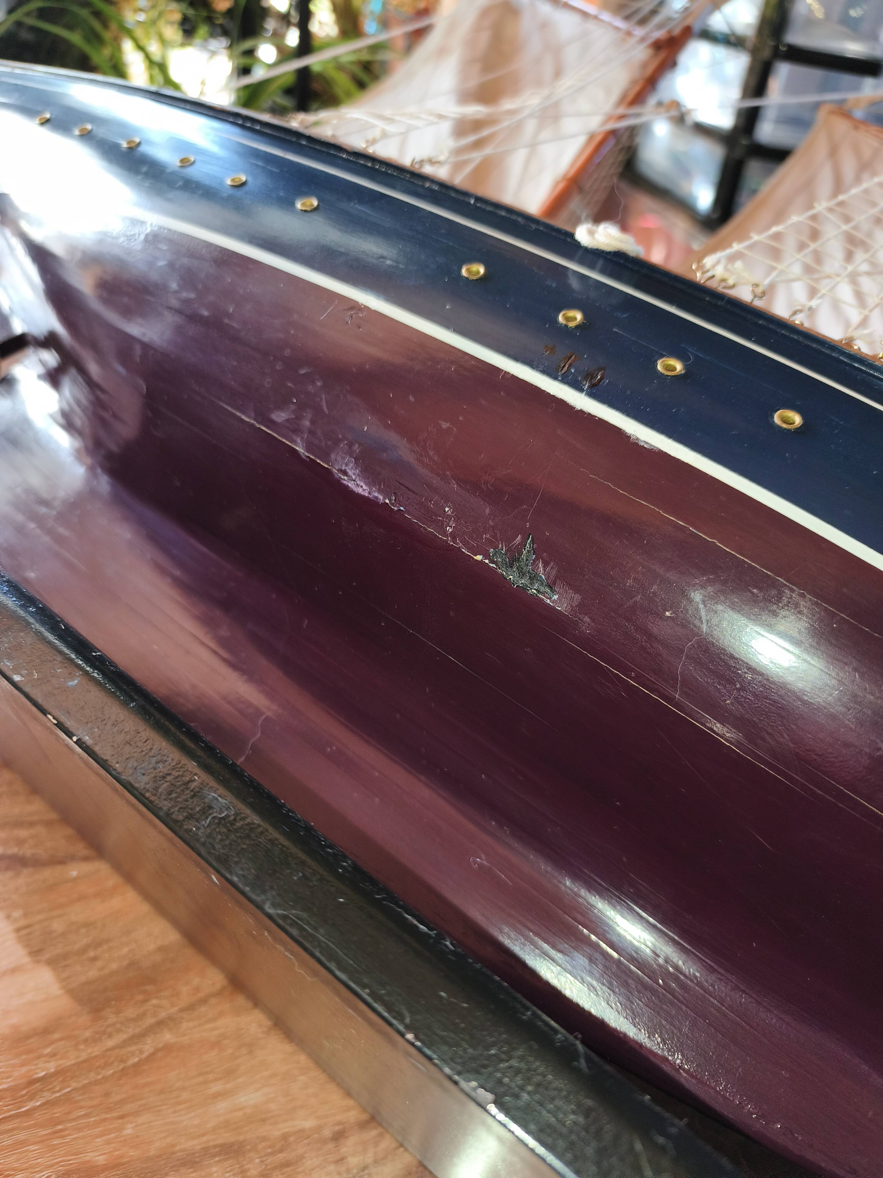 Large model of a three-masted ship, 105 cm x 100 cm x 20 cm.