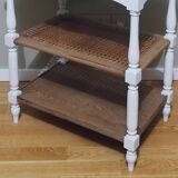 Console en chêne et cannage