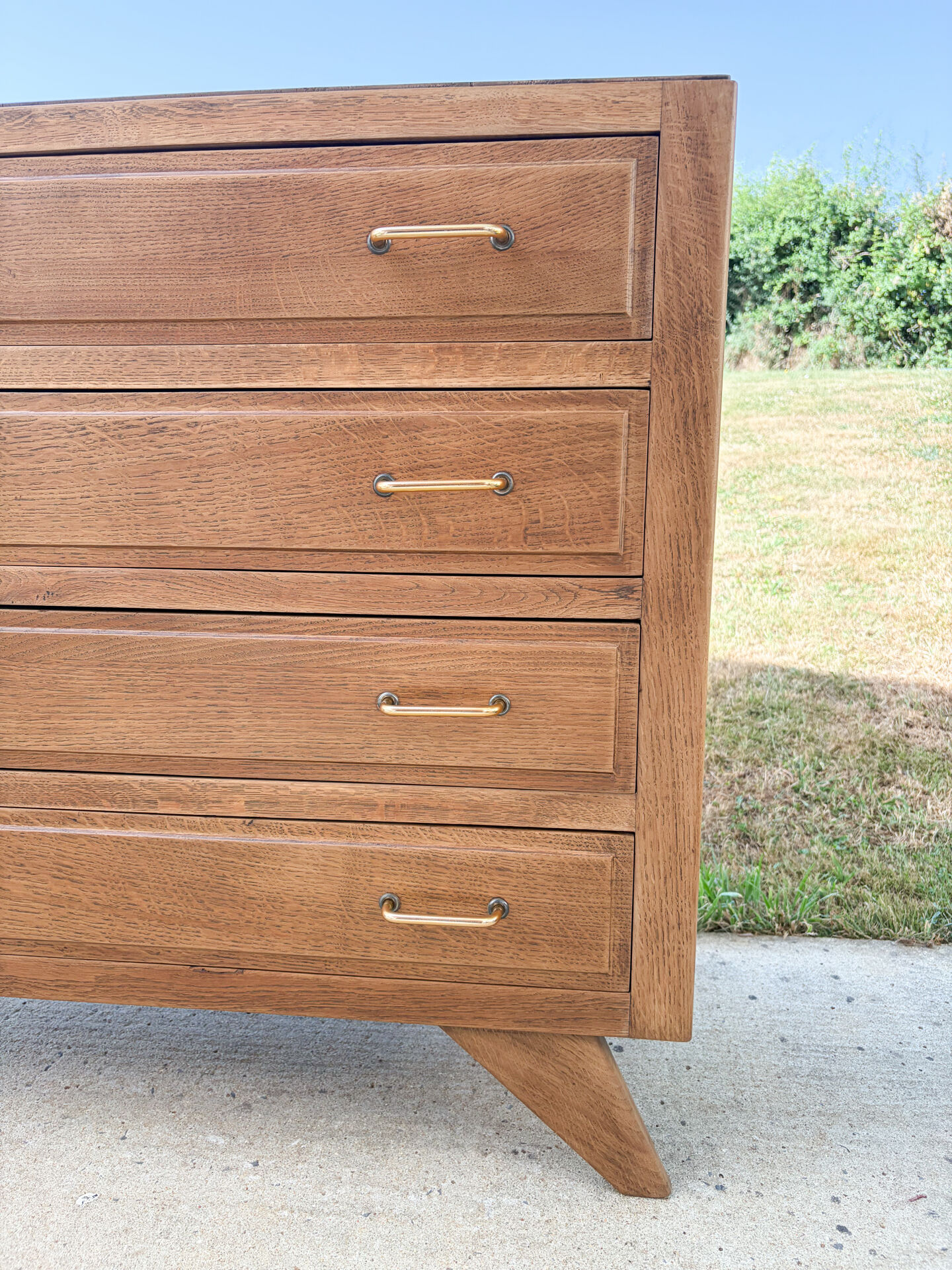 Commode à 4 tiroirs , de style scandinave , pieds compas , 1950’