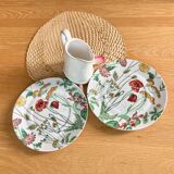 Two English dessert plates with flowers