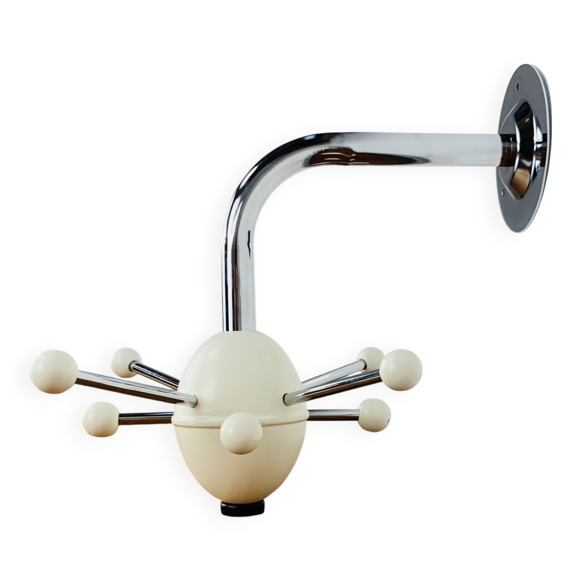 Sputnik wall coat rack, white and chrome, vintage