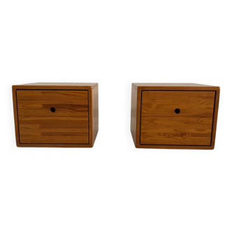 Vintage set of two small cabinets pinewood