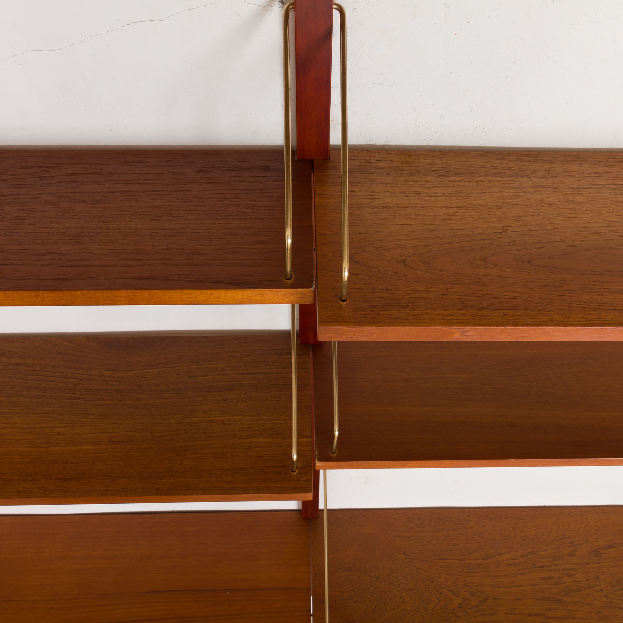 Teak wall unit 6 shelves with desk and cabinet