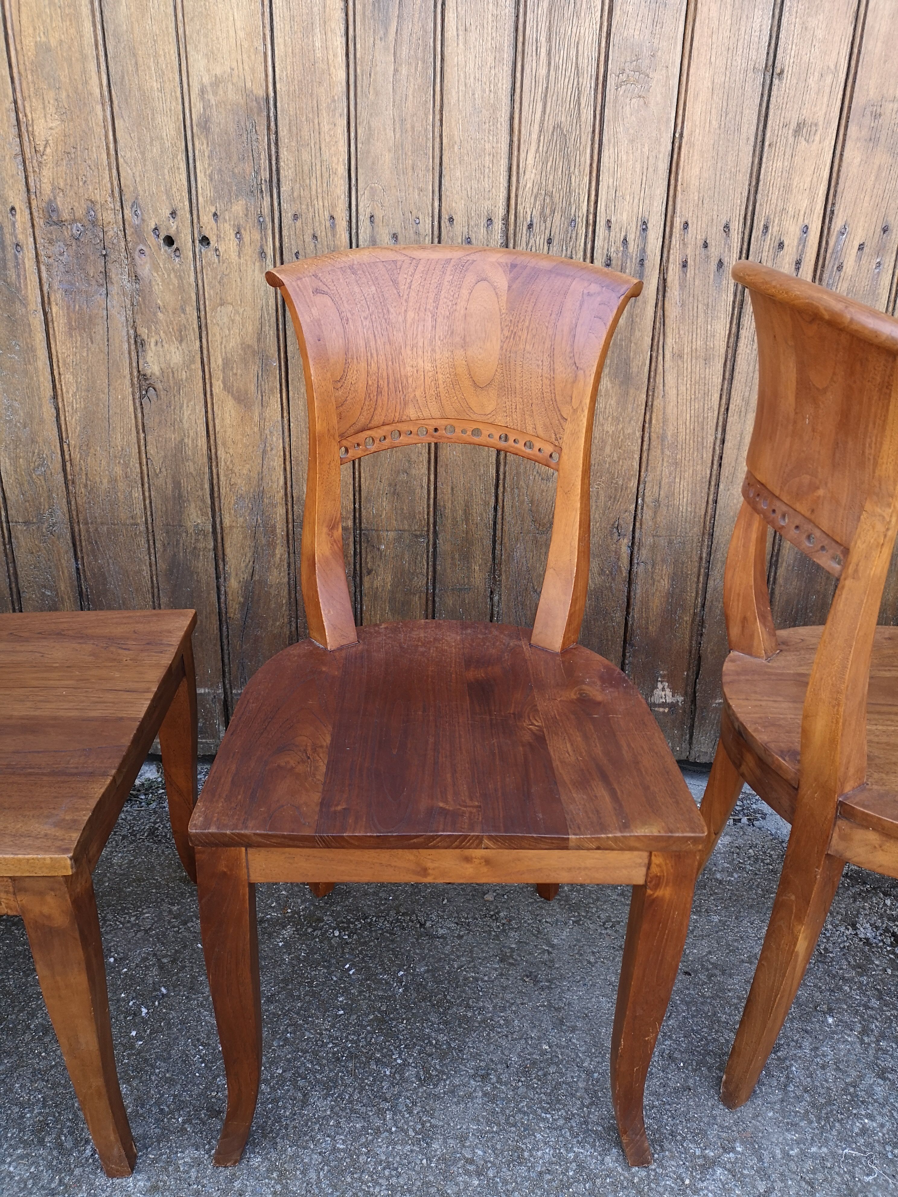 4 teak art deco style chairs