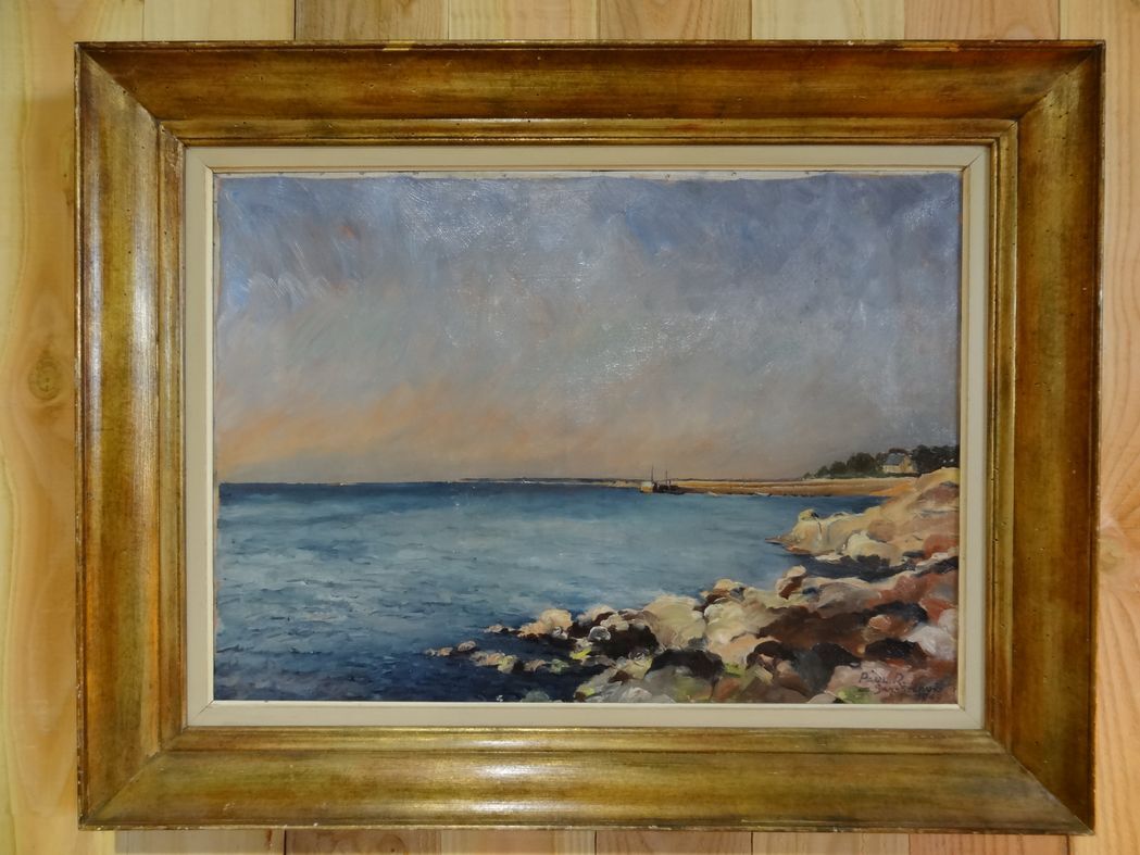 Oil on canvas, Port de Concarneau, 90x70 cm, 1949, marine Bretagne
