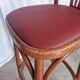 Mid-Century Thonet Style Bar Stools: Red Faux Leather Seat, Set of 2
