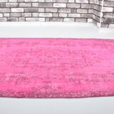 Oushak Floor Pink Wool Carpet 3148