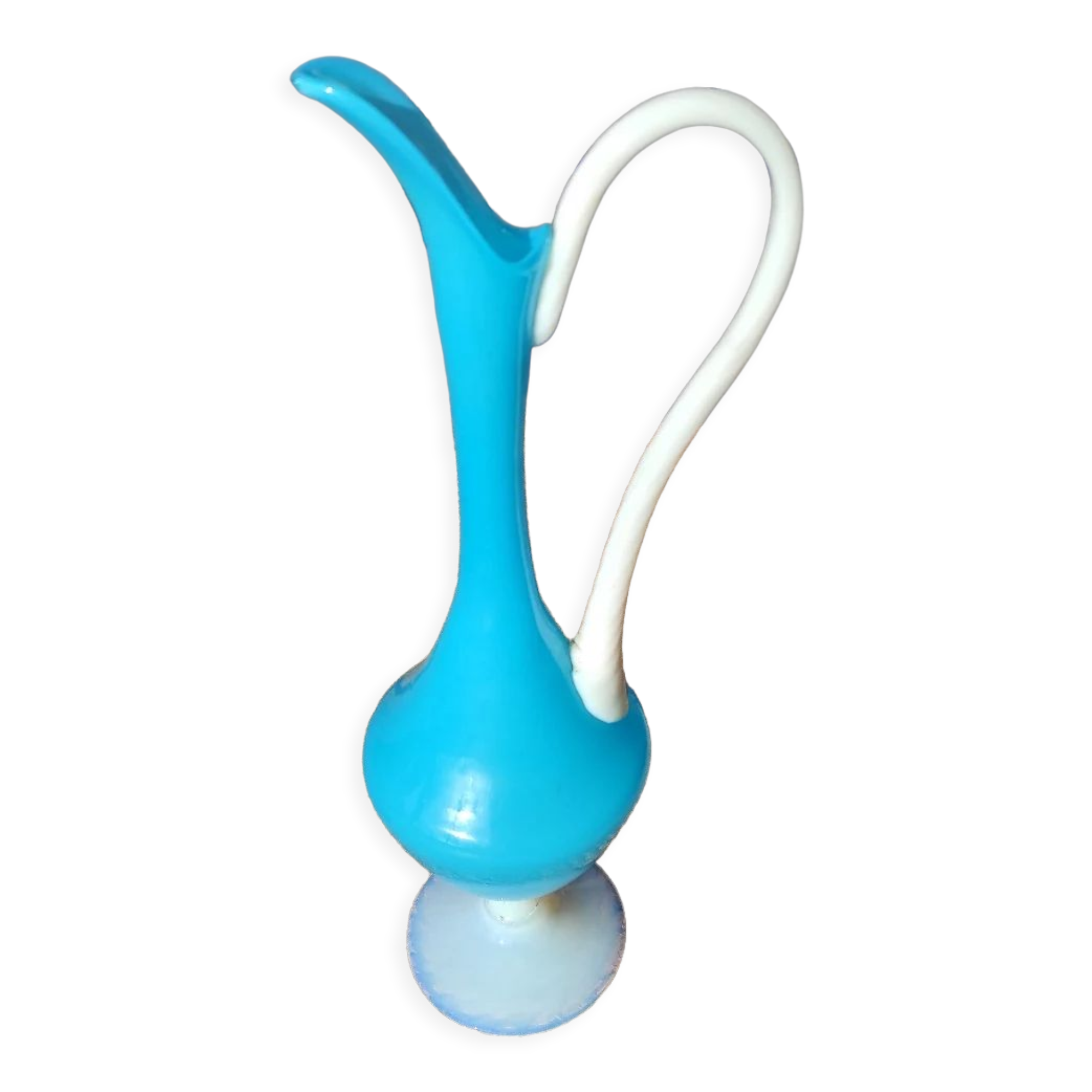 Murano blue opaline carafe vase