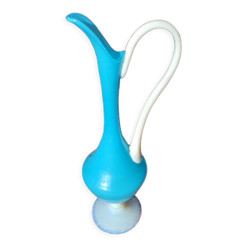Murano blue opaline carafe vase