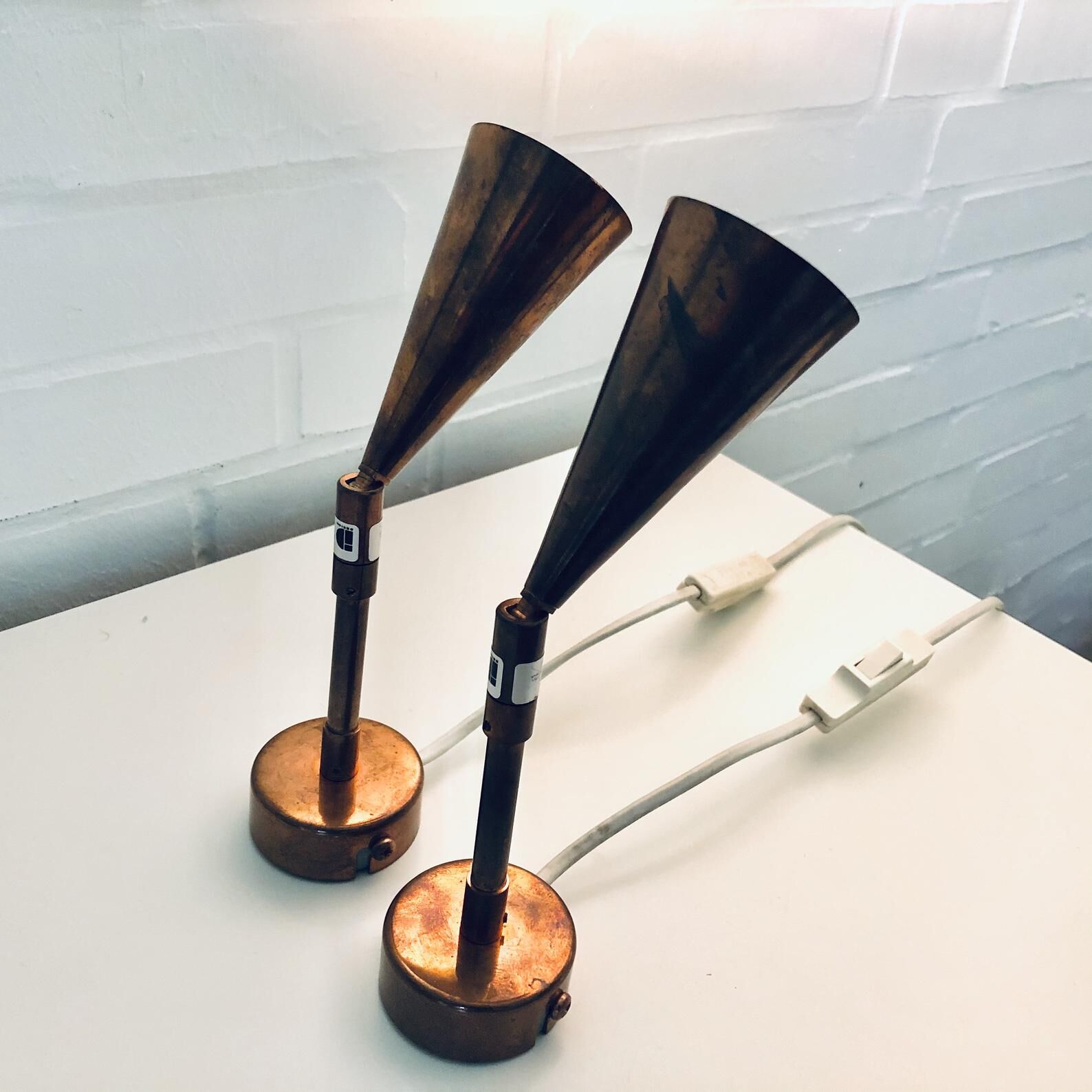60s danish design brass lamps by D