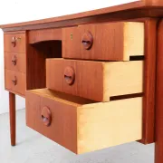 Danish teak writing desk with open storage compartment, 1960s