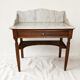 Antique wooden and veined white marble dresser, Louis XVI style.
