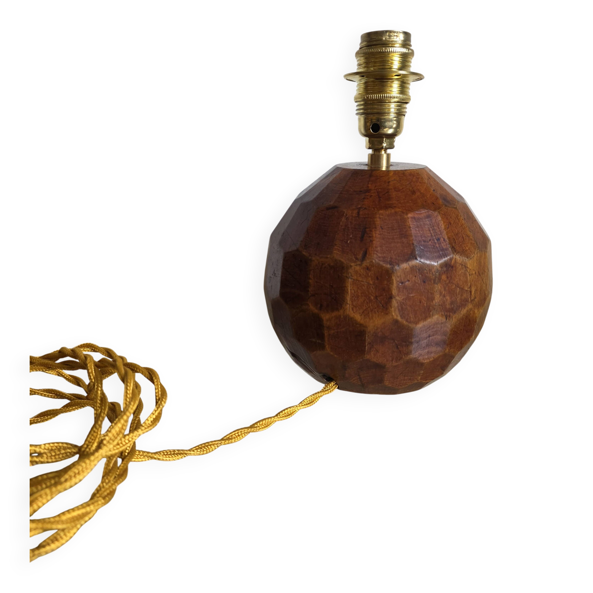70's wooden ball lamp stands