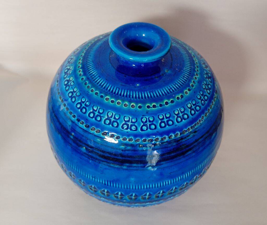 Bitossi "Rimini Blu" Ceramic Ball Vase by Aldo Londi