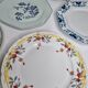 Set of 6 decorative French porcelain plates, floral and traditional designs, 25 cm