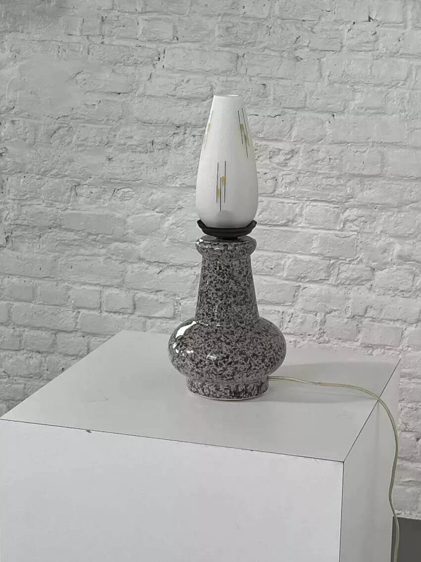 Vintage ceramic and opaline lamp