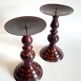BOUGEOIRS Vintage Patinated Metal Candle Holders