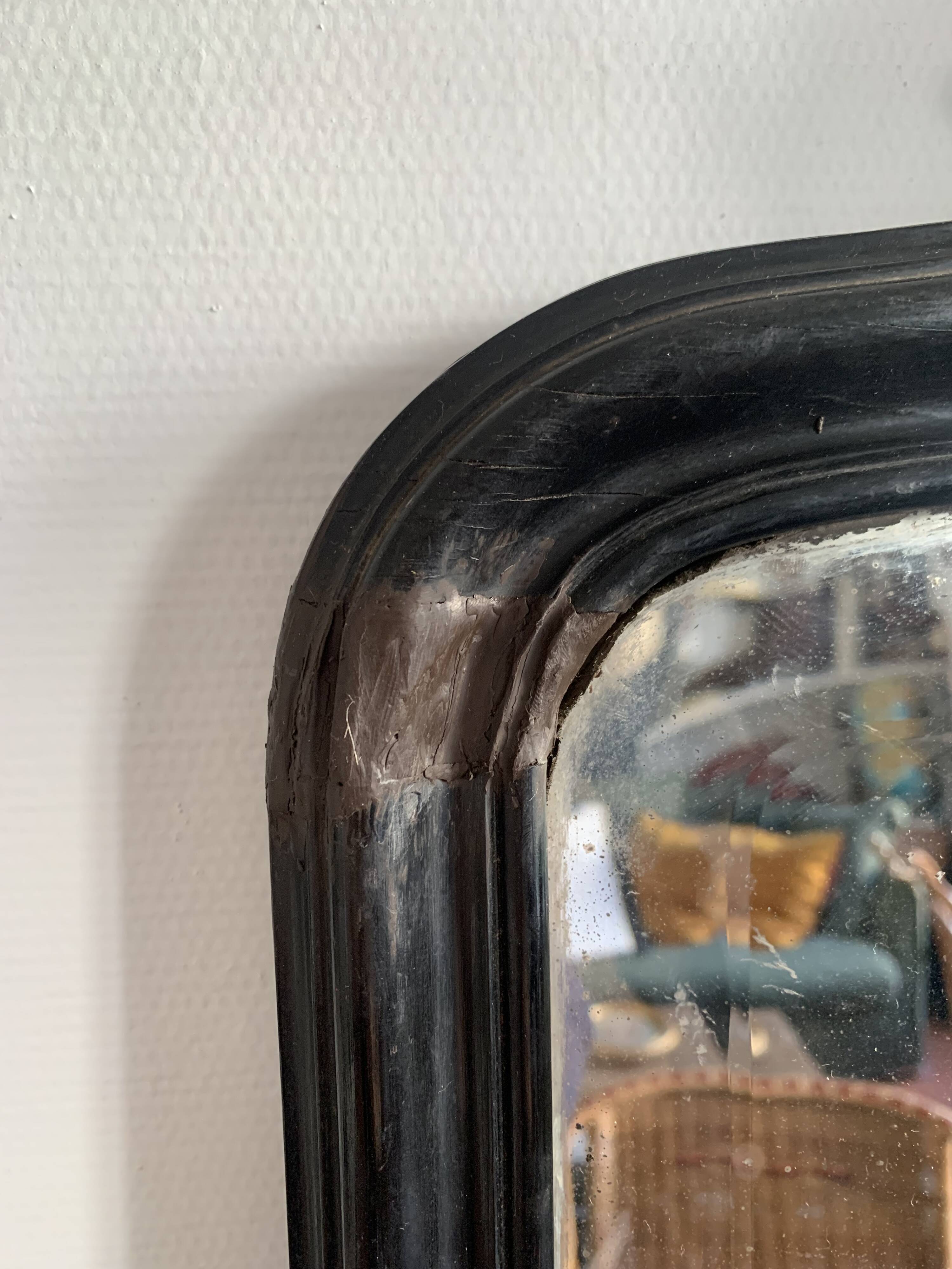 Napoleon III mirror in black wood with pediment