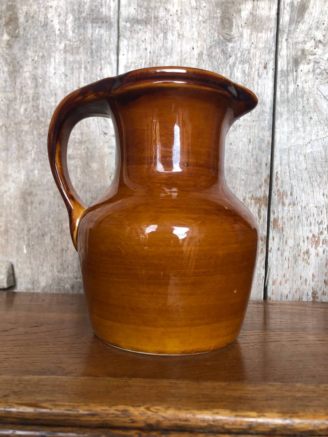 Old ST CLÉMENT vintage brown ceramic pitcher