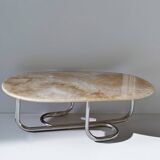 Space Age chrome and onyx coffee table