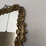Rectangular vintage wall mirror with bronze frame, bronze mirror