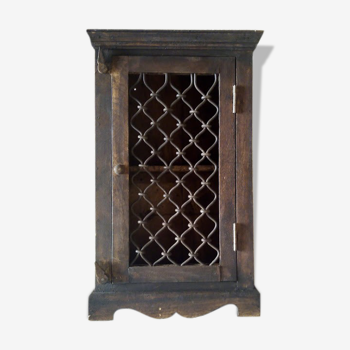 Indian wood and wrought iron cabinet