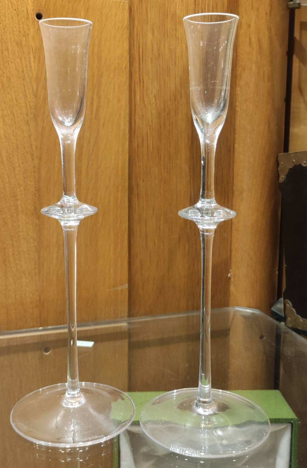 Old Pair of Villeroy And Boch Crystal Candlesticks Or Soliflores