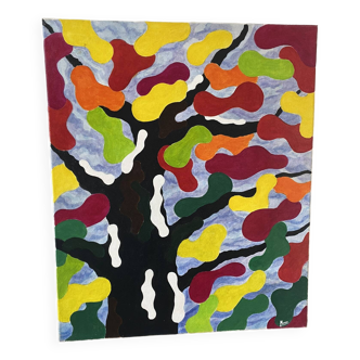 Paysage abstrait d'arbre signé