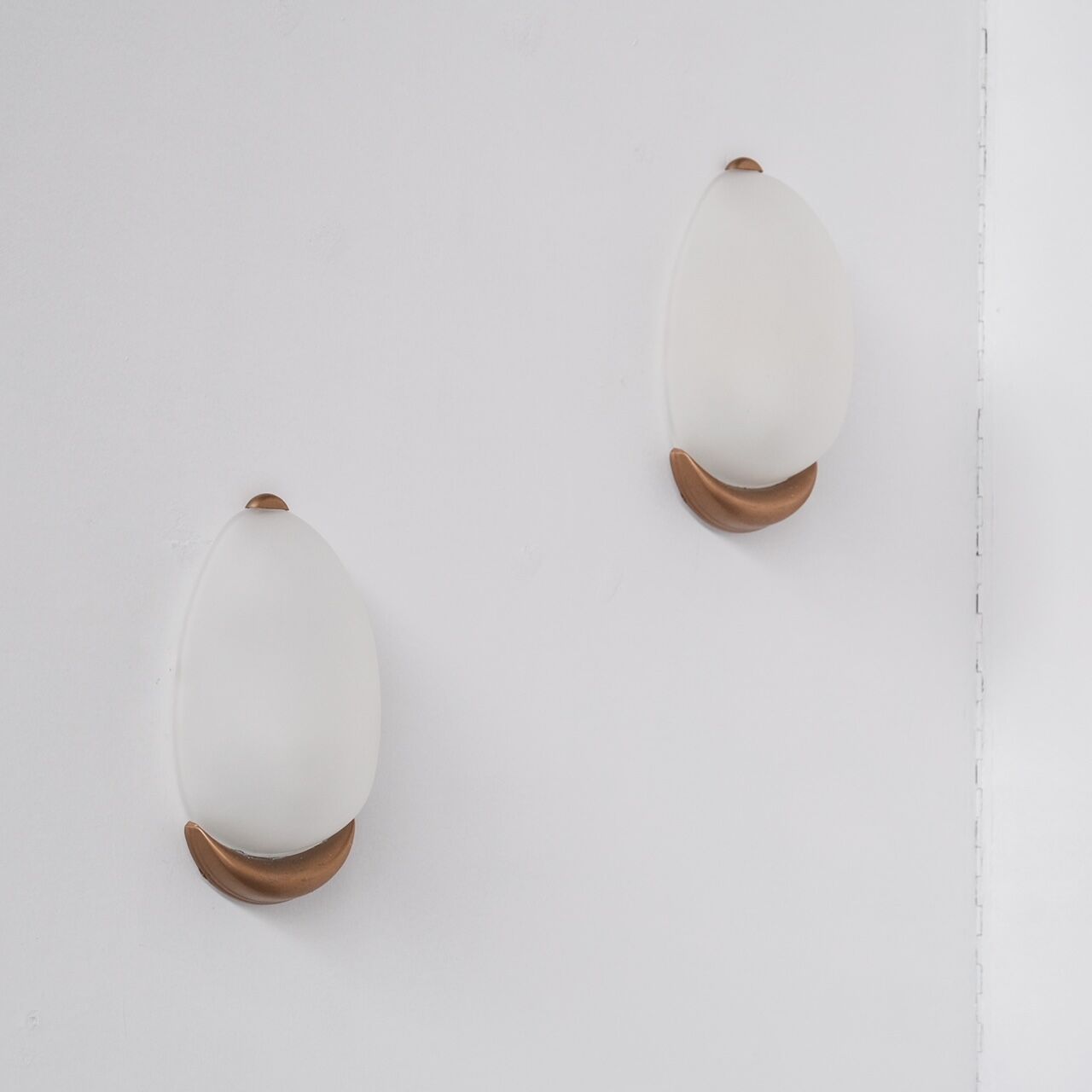 German Mid-Century Pair of Glass Wall Lights