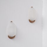 German Mid-Century Pair of Glass Wall Lights