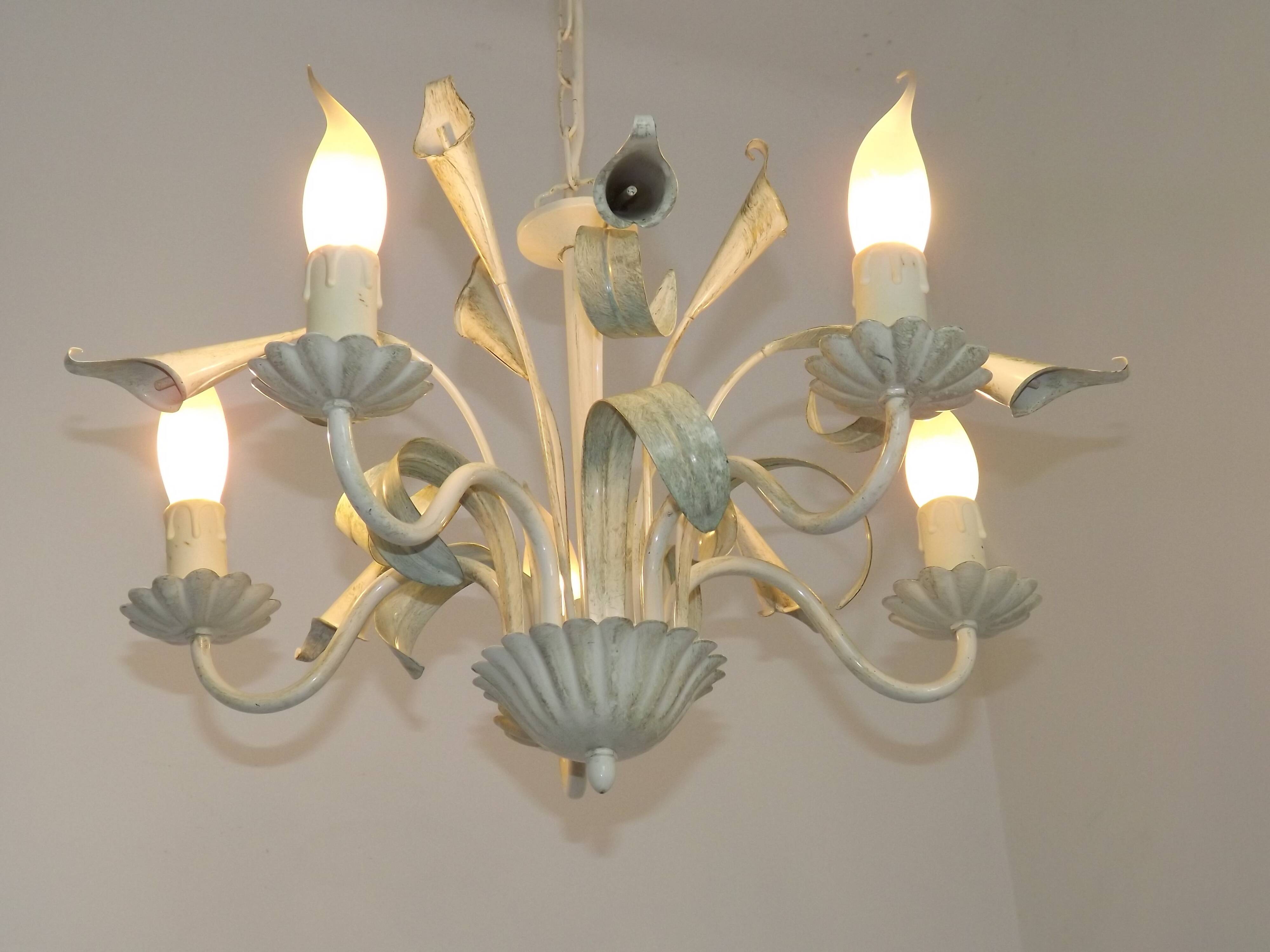 Lustre Fleuri 6 Lumières – Suspension Décorative Avec Abat-jour Conique